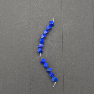 Exclusive Lapis Diagonal Drill Cube Bead Strand 108883