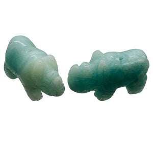 Amazonite Hand Carved Blue Rhinoceros Figurine | 21x13x8mm | Blue