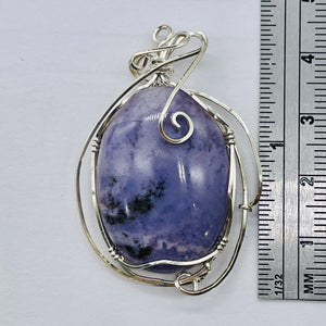 Lavender Agate Sterling Silver Wire-wrap Oval Pendant | 2 3/4" Long | Purple |
