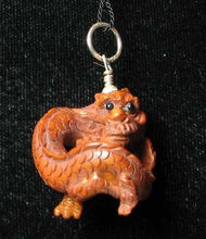 Load image into Gallery viewer, Hand Carved Boxwood Crouching Dragon Sterling Pendant 504128BDS - PremiumBead Alternate Image 4
