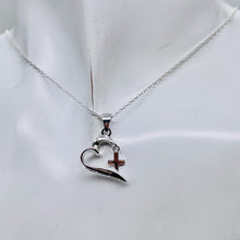 Load image into Gallery viewer, Faith, Hope, Love Heart Cross Sterling Silver Pendant | 1&quot; Long| Silver| 1 |
