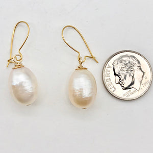 AAA Natural Pink 14x10mm Pearl 14k Gold Filled Earrings | 1 1/4 inch drop | - PremiumBead Alternate Image 4