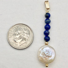 Load image into Gallery viewer, Natural Lapis &amp; Drop FW Coin Pearl 14Kgf Pendant | 1 3/4&quot; long | - PremiumBead Alternate Image 5
