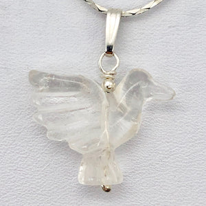 Quartz Dove Pendant Necklace | Semi Precious Stone Jewelry | Silver | 1 1/8" | - PremiumBead Primary Image 1