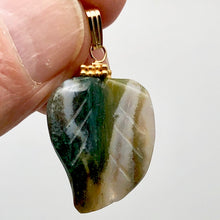 Load image into Gallery viewer, Ocean Jasper Carved Autumn Leaf Bead 14K Gold Filled Pendant | 1 3/4&quot; Long |

