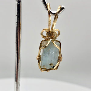 Natural Aquamarine Crystal 14k Wire Wrap Pendant | 1 1/4" Long | Aqua | Crystal| - PremiumBead Alternate Image 5