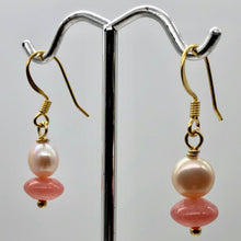 Load image into Gallery viewer, Gem Quality Rhodochrosite Pearl Drop Golden French Wire Earrings - PremiumBead Alternate Image 4
