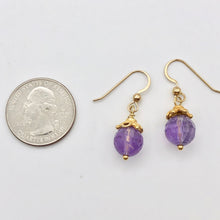 Load image into Gallery viewer, Royal Natural Amethyst 22K Gold Over Solid Sterling Earrings 310453A1x - PremiumBead Alternate Image 4
