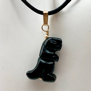 Black Obsidian T- Rex Pendant Necklace|Semi Precious Jewelry| 14k gf Pendant | - PremiumBead Primary Image 1