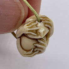 Load image into Gallery viewer, Carved/Etched No Evil Monkey | 2" Long | White Brown | 3 Pendant Beads |
