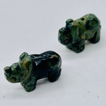 Load image into Gallery viewer, Rhino Hand Carved Rhinoceros Kambaba Jasper Bead | 20x13x8mm | Green Black
