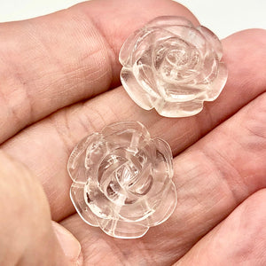 Bloomin' 2 Carved Clear Quartz Rose Flower Beads 009290QZ - PremiumBead Primary Image 1