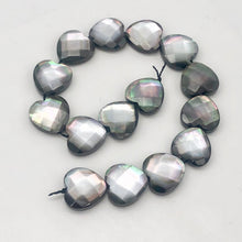 Load image into Gallery viewer, Black Lip Mother of Pearl Heart Strand | 14x14x5 | Black Silver | 30 Bead(s)

