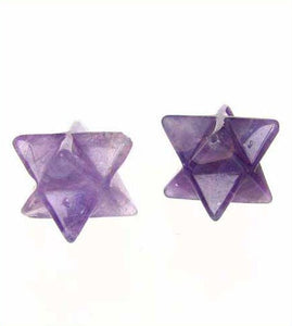 Kabbalah 2 Carved Amethyst Merkabah Star Beads 9288Am | 25x15x15mm | Purple - PremiumBead Primary Image 1