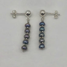 Load image into Gallery viewer, FW Pearls Sterling Silver Drop/Dangle | 1 &quot; Long | Blue Silver | 1 Post Earrings
