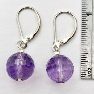 Faceted 10mm Amethyst 925 Sterling Silver Drop/Dangle Lever Back Earrings - PremiumBead Alternate Image 5