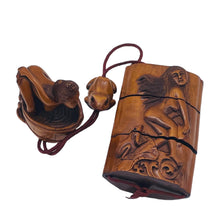 Load image into Gallery viewer, Inro Signed Boxwood 3 Part Maiden and Frog Carved | 6" Long | Brown | 1 |
