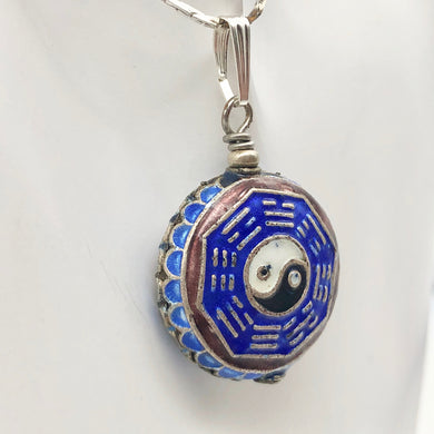 Beautiful Cloisonn‚Äö√Ñ√∂‚àö√ë‚àö‚àÇ‚Äö√†√∂‚Äö√Ñ‚Ä†‚Äö√†√∂‚Äö√†√á¬¨¬®¬¨¬Æ¬¨¬®¬¨¬© Yin Yang and I Ching Sterling Silver Pendant 510865S - PremiumBead Primary Image 1