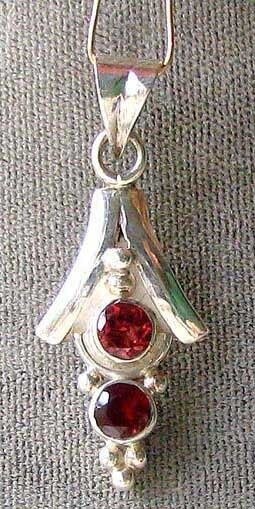 Elegant Sterling Silver & Fiery Garnet Pendant! 8325 - PremiumBead Primary Image 1