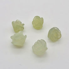 Load image into Gallery viewer, 5 Elegant Carved Green Jade Rose Flower Button Beads 10784B | 10x11mm | Light Green - PremiumBead Primary Image 1
