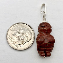 Load image into Gallery viewer, Brecciated Jasper Goddess of Willendorf Sterling Silver Pendant|1.38&quot; Long| Red - PremiumBead Alternate Image 2
