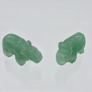 2 Aventurine Hand Carved Rhinoceros Beads, 21x13x8mm, Green | 21x13x8mm | Green - PremiumBead Primary Image 1