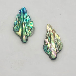 Two Beads of Shimmering Abalone Leaf Pendant Beads 004326A