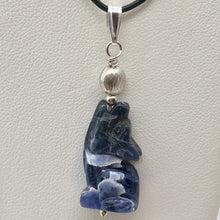Load image into Gallery viewer, New Moon Sodalite Wolf and Sterling Silver Pendant 509282SDS5 - PremiumBead Primary Image 1
