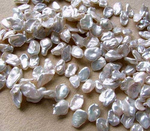 2 Pearls of Rose Petal White Keishi 9x7-12x7mm Pearls 7439 - PremiumBead Primary Image 1