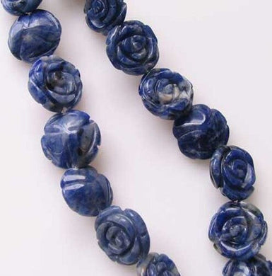 3 Hand Carved Blue Sodalite Rose Beads 010179 - PremiumBead Primary Image 1