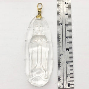 Carved Quan Yin Goddess Quartz 14Kgf Pendant | 55x22x12mm | - PremiumBead Alternate Image 2