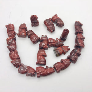 New Moon 2 Carved Red Jasper Wolf Coyote Beads | 21x11x8mm | Red - PremiumBead Alternate Image 9