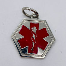 Load image into Gallery viewer, Medical Alert Sterling Silver Hexagon Pendant | 1 1/4&quot; Long | Red Silver | 1 |
