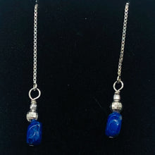 Load image into Gallery viewer, Lapis Sterling Silver Threader Earrings | 3 1/2&quot; Long | Blue | 1 Pair |

