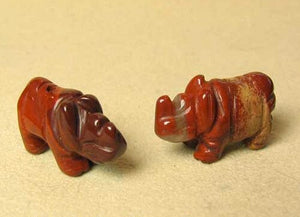 2 Brecciated Jasper Hand Carved Rhinoceros Beads 009275BJ | 20x13x8mm | Red - PremiumBead Primary Image 1