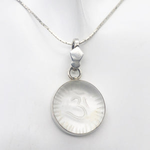 Om or Aum Quartz Sterling Silver Pendant Necklace | 21x10mm | 1 1/2" long | - PremiumBead Alternate Image 6