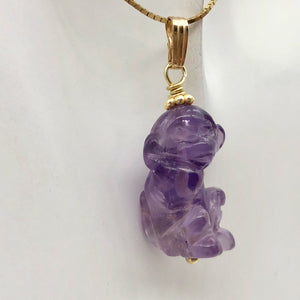 Amethyst Monkey Pendant Necklace | Semi Precious Stone Jewelry | 14k Pendant - PremiumBead Alternate Image 7