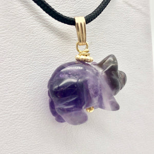 Amethyst Pig Pendant Necklace | Semi Precious Stone Jewelry | 14k Pendant - PremiumBead Alternate Image 6
