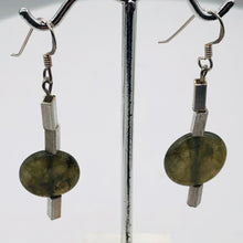 Load image into Gallery viewer, Unique Labradorite Disc and Sterling Silver Earrings 300015
