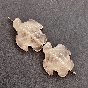 Majestic 2 Carved Rose Quartz Sea Turtle Beads
