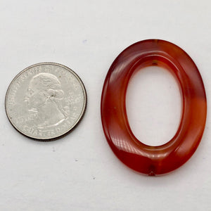 Carnelian Agate Picture Frame Beads 8" Strand |40x30x5mm|Red/Orange|Oval |5 Bds| - PremiumBead Alternate Image 7