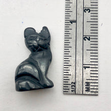 Load image into Gallery viewer, Sitting Carved Cat Hematite Figurine Worry-stone | 21x14x10mm | Black - PremiumBead Alternate Image 2
