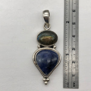 Exotic Labradorite, Blue Sodalite and Sterling Silver Pendant Necklace - PremiumBead Alternate Image 7