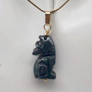 Hematite Wolf Pendant Necklace | Semi Precious Stone Jewelry | 14k Pendant - PremiumBead Alternate Image 4