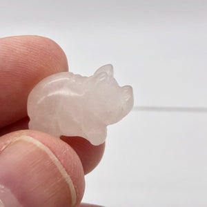 Hand Carved Pink Rose Quartz PIGGY Figurine | 21x13x9.5mm | Pink - PremiumBead Primary Image 1