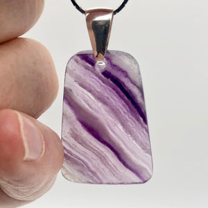 Striped Lavender Fluorite & Sterling Silver Trapezoid Pendant