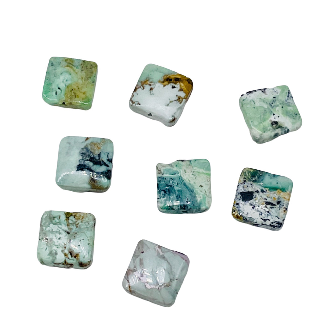 4 Beads of Mojito Mint Green Turquoise Square Coin Beads 7412D