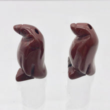 Load image into Gallery viewer, March of The Penguins 2 Carved Brecciated Jasper Beads | 21.5x12.5x11mm | Red - PremiumBead Alternate Image 3
