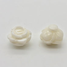 Load image into Gallery viewer, 3 Elegant Carved White Clam-shell Rose Flower Button Beads 10782 | 47x37mm | Cream - PremiumBead Alternate Image 3
