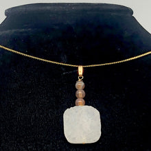 Load image into Gallery viewer, White Druzy Quartz and Fluorite 20mm Square Coin14kgf Pendant | 1 13/4&quot; Long |
